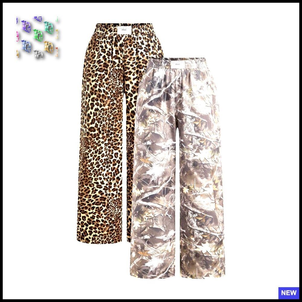 Baggy Wide Leg Pants Elastic Waist Streetwear Y2K Casual Trousers Loose Fit